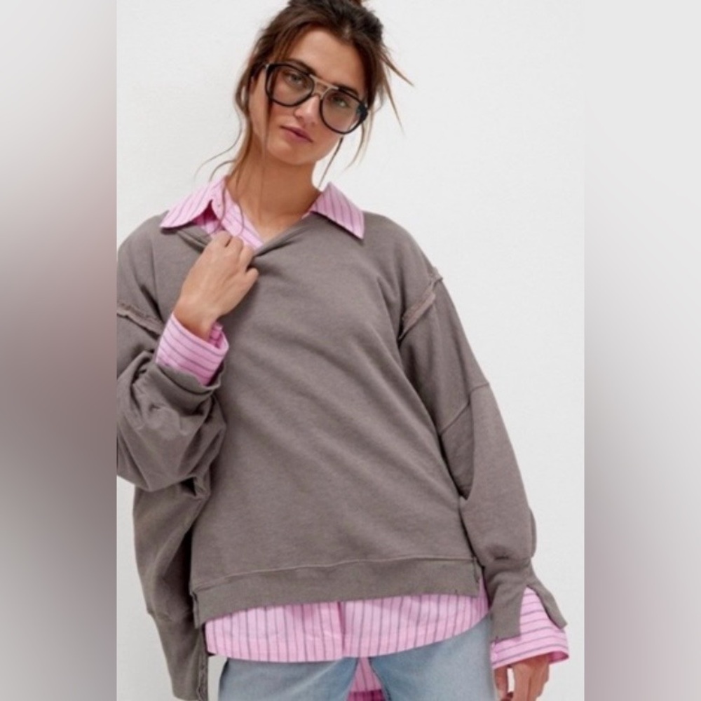 Free People We The Free Camden Sweatshirt - Phantom Heather, Size Small